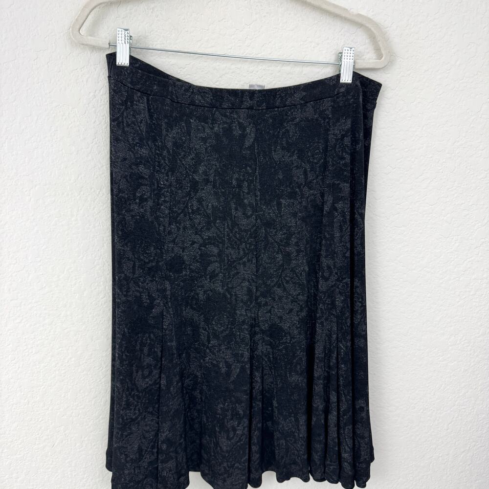 Chico's Travelers Womens A Line Skirt Size XL Slinky Travel Flowy Floral Gray